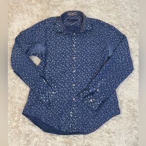 Zara Man Navy Floral Button Down Shirt